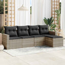 vidaXL 5-delige Loungeset met kussens poly rattan zwart