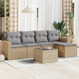 vidaXL 5-delige Loungeset met kussens poly rattan zwart