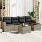 vidaXL 5-delige Loungeset met kussens poly rattan zwart