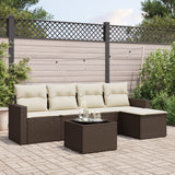 vidaXL 5-delige Loungeset met kussens poly rattan zwart