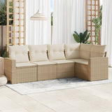 vidaXL 5-delige Loungeset met kussens poly rattan zwart
