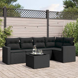 vidaXL 5-delige Loungeset met kussens poly rattan zwart