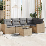 vidaXL 5-delige Loungeset met kussens poly rattan zwart