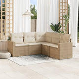 vidaXL 5-delige Loungeset met kussens poly rattan zwart