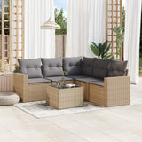 vidaXL 5-delige Loungeset met kussens poly rattan zwart