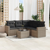 vidaXL 5-delige Loungeset met kussens poly rattan zwart