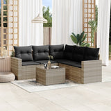 vidaXL 5-delige Loungeset met kussens poly rattan zwart