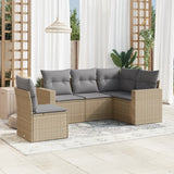 vidaXL 5-delige Loungeset met kussens poly rattan zwart