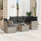 vidaXL 5-delige Loungeset met kussens poly rattan zwart