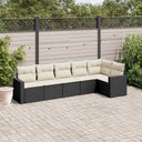 vidaXL 6-delige Loungeset met kussens poly rattan zwart