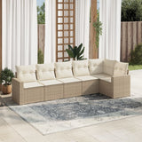 vidaXL 6-delige Loungeset met kussens poly rattan zwart
