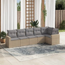 vidaXL 6-delige Loungeset met kussens poly rattan zwart