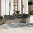 vidaXL 6-delige Loungeset met kussens poly rattan zwart