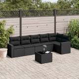 vidaXL 6-delige Loungeset met kussens poly rattan zwart