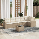 vidaXL 6-delige Loungeset met kussens poly rattan zwart