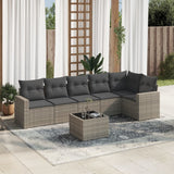 vidaXL 6-delige Loungeset met kussens poly rattan zwart