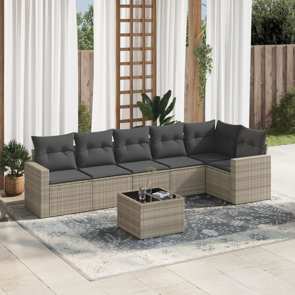 vidaXL 6-delige Loungeset met kussens poly rattan zwart