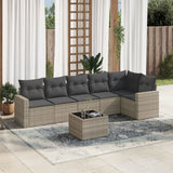vidaXL 6-delige Loungeset met kussens poly rattan zwart