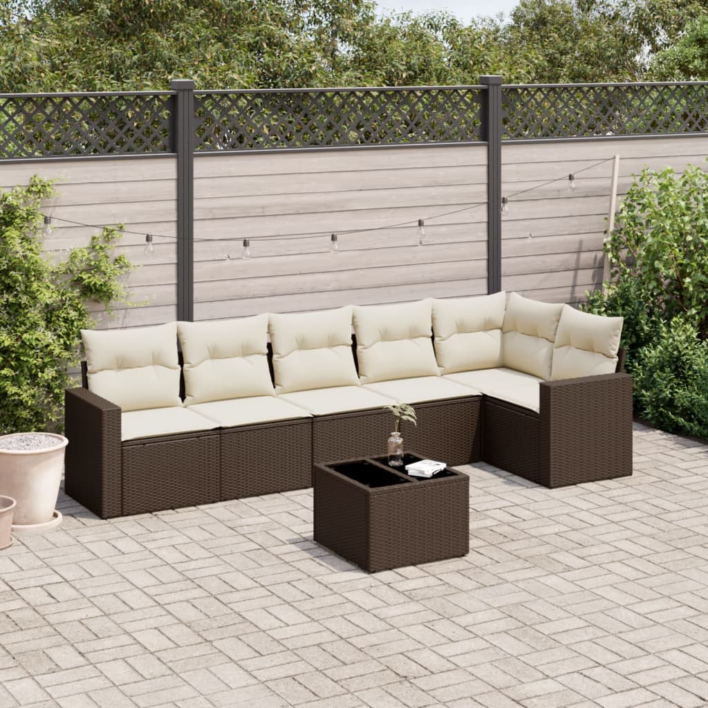 vidaXL 6-delige Loungeset met kussens poly rattan zwart