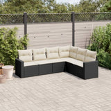 vidaXL 6-delige Loungeset met kussens poly rattan zwart