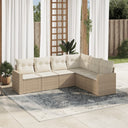 vidaXL 6-delige Loungeset met kussens poly rattan zwart