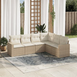 vidaXL 6-delige Loungeset met kussens poly rattan zwart