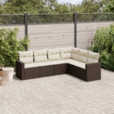 vidaXL 6-delige Loungeset met kussens poly rattan zwart