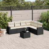 vidaXL 6-delige Loungeset met kussens poly rattan zwart