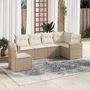 vidaXL 6-delige Loungeset met kussens poly rattan zwart