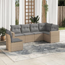 vidaXL 6-delige Loungeset met kussens poly rattan zwart