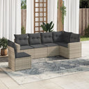 vidaXL 6-delige Loungeset met kussens poly rattan zwart