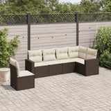 vidaXL 6-delige Loungeset met kussens poly rattan zwart