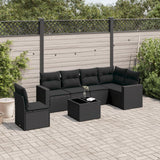 vidaXL 6-delige Loungeset met kussens poly rattan zwart