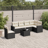 vidaXL 6-delige Loungeset met kussens poly rattan zwart