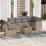 vidaXL 6-delige Loungeset met kussens poly rattan zwart