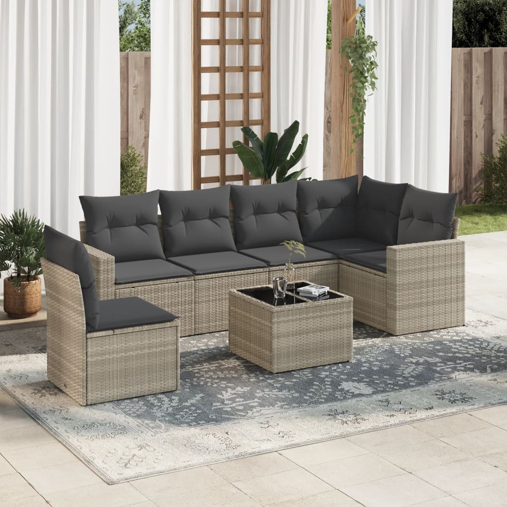vidaXL 6-delige Loungeset met kussens poly rattan zwart