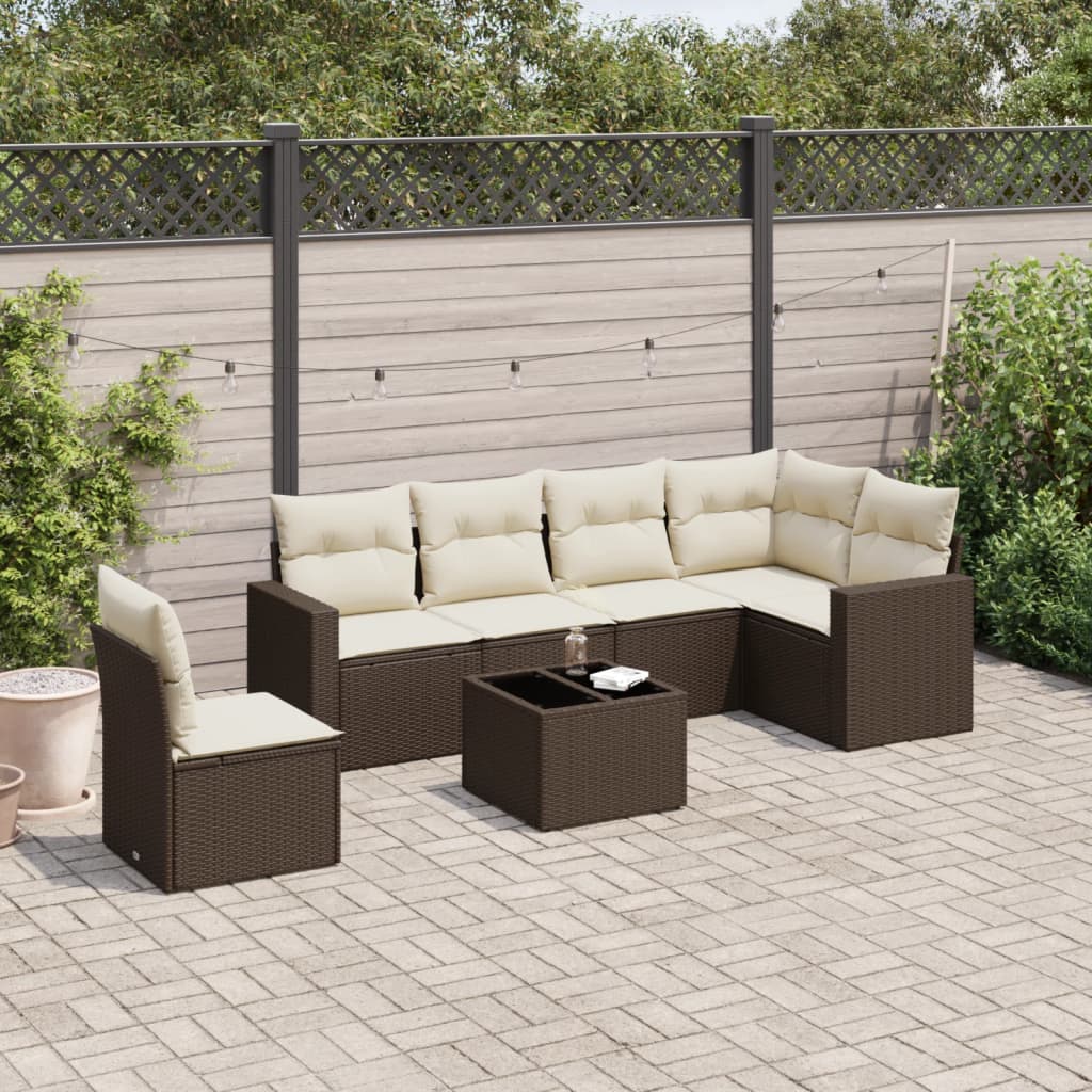 vidaXL 6-delige Loungeset met kussens poly rattan zwart