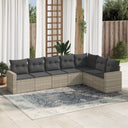 vidaXL 7-delige Loungeset met kussens poly rattan zwart