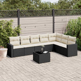 vidaXL 7-delige Loungeset met kussens poly rattan zwart