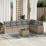 vidaXL 7-delige Loungeset met kussens poly rattan zwart