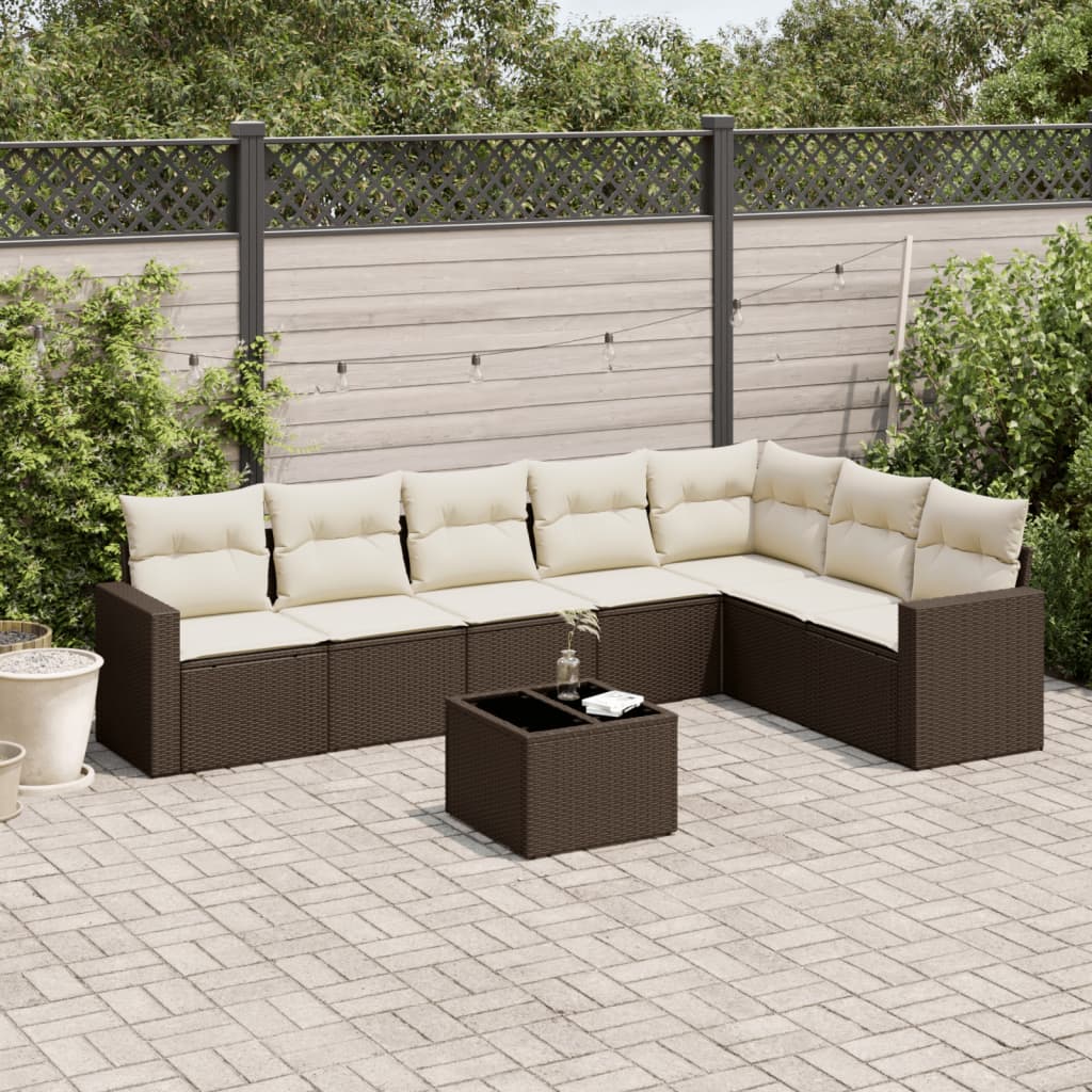 vidaXL 7-delige Loungeset met kussens poly rattan zwart