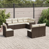 vidaXL 8-delige Loungeset met kussens poly rattan zwart