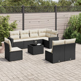 vidaXL 8-delige Loungeset met kussens poly rattan zwart