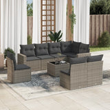 vidaXL 8-delige Loungeset met kussens poly rattan zwart