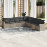 vidaXL 9-delige Loungeset met kussens poly rattan zwart
