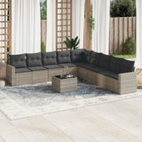 vidaXL 9-delige Loungeset met kussens poly rattan zwart