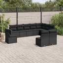 vidaXL 10-piece Lounge Set with Cushions Poly Rattan Black