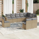 vidaXL 10-piece Lounge Set with Cushions Poly Rattan Black