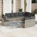 vidaXL 10-piece Lounge Set with Cushions Poly Rattan Black