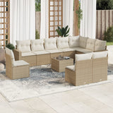 vidaXL 10-delige Loungeset met kussens poly rattan zwart